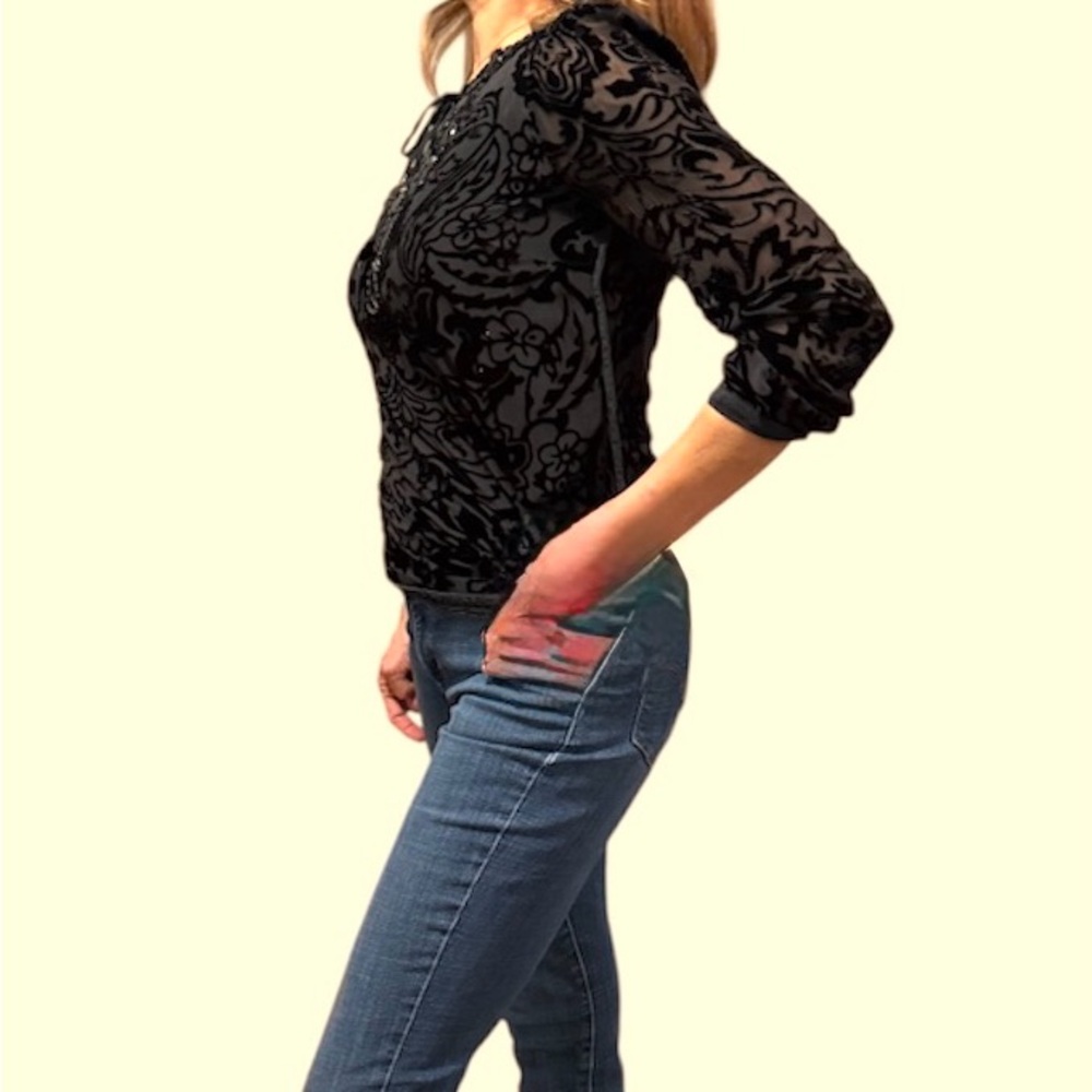 Elegant Try Burch Top Black Lace 6